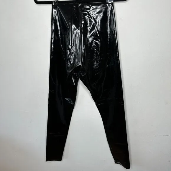 Commando Black Shiny Crackle Faux-Patent Legging High Shine High Rise Stretch SM - Picture 12 of 15